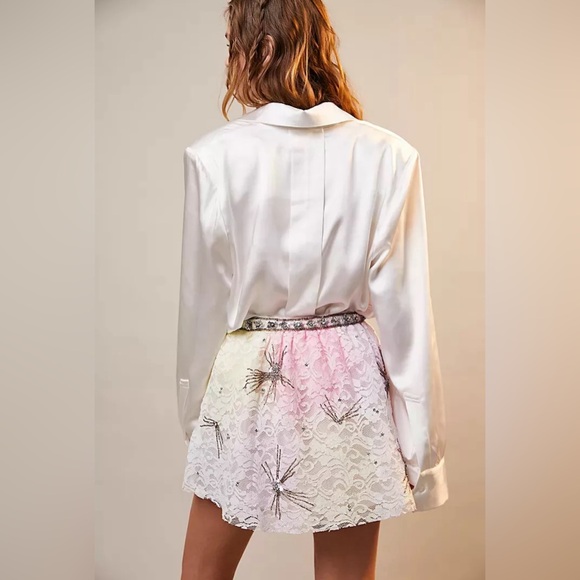 NWT LOVESHACKFANCY KEZIA MINI SKIRT Multi Tie Dye Crystals LS458-992 Size 6‎ - Picture 5 of 16